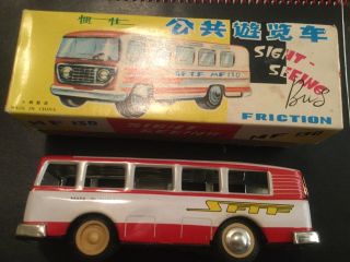 Vintage Rare Red China Mf - 130 Sight - Seeing Passenger Bus 