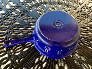 Vintage LE CREUSET Enamel Cast Iron Cobalt Blue Saucepan 22 2 Quart 3