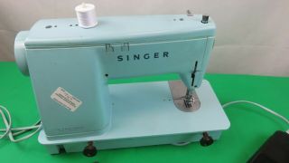 27 Vintage Singer Model 347 Sewing Machine Turquoise Blue 1960 ' s 5