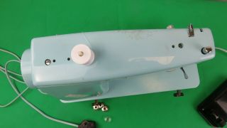 27 Vintage Singer Model 347 Sewing Machine Turquoise Blue 1960 ' s 7