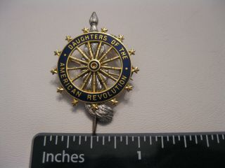 Vintage Caldwell & Co 14K Gold DAR Daughters of the American Revolution Pin Fob 7