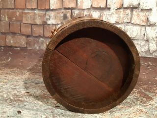 ANTIQUE VINTAGE OLD OAK WOODEN BRASS BANDED ICE CHAMPAGNE BUCKET PLANTER POT 7