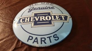 Vintage Chevrolet Porcelain Gas Oil Auto Trucks Service Convex Pump Sign