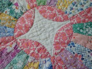Gorgeous THE BEST PRINTS EVER FOUND Vintage 30s Pink Dresden Plate QUILT 11