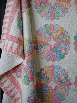 Gorgeous The Best Prints Ever Found Vintage 30s Pink Dresden Plate Quilt