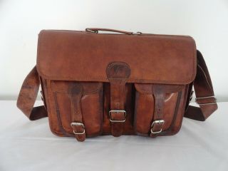 Vintage Leather Briefcase Messenger Bag Laptop Satchel Macbook Shoulder Bag
