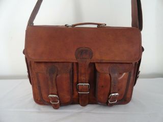 Vintage Leather Briefcase Messenger Bag Laptop Satchel MacBook Shoulder Bag 2