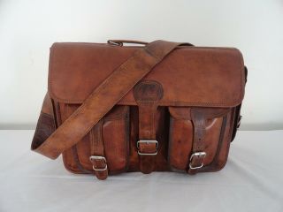 Vintage Leather Briefcase Messenger Bag Laptop Satchel MacBook Shoulder Bag 3