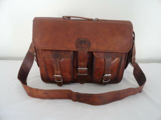 Vintage Leather Briefcase Messenger Bag Laptop Satchel MacBook Shoulder Bag 4