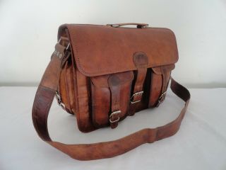 Vintage Leather Briefcase Messenger Bag Laptop Satchel MacBook Shoulder Bag 5