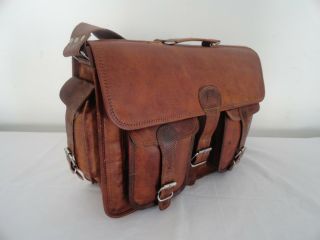 Vintage Leather Briefcase Messenger Bag Laptop Satchel MacBook Shoulder Bag 6