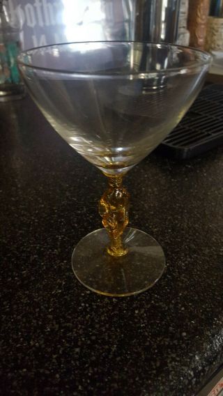 Vintage Morgantown Glass Champagne Sherbet Amber Jockey Mai Kai Tiki