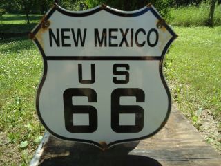 Vintage State Of Mexico Route 66 Porcelain Enamel Road Sign