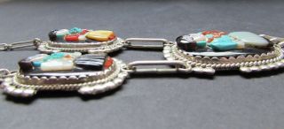 Vtg AUGUSTINE & ROSALIE PINTO (d) Zuni Sterling Mosaic Inlay Necklace & Earrings 6