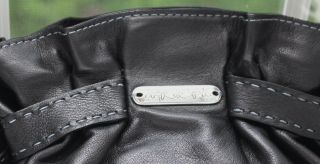 Vintage BRIGHTON Black Leather Bows On Side Satchel Handbag Shoulder Bag EUC 3