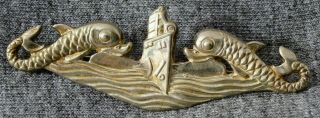Cold War Wwii Deep Wave Navy Submarine Dolphins Pinback Sterling Pin H - H H&h