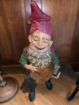 Antique Rare 27 Inches Tall German Terra - Cotta Gnome,  Statue Elf 1935