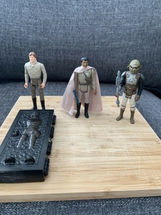 Vintage 1980’s Star Wars Figures Han Solo And 2 Lando Figures - With Weapons