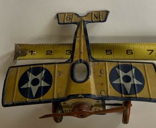 Vintage Rare 1920 ' S Chein ? Strauss? Wind up tin Litho Toy Plane Rare 2