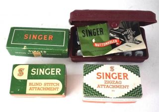 Vintage Singer Sewing Machine Attachment Bundle 160623 Zigzag Buttonholer Blind