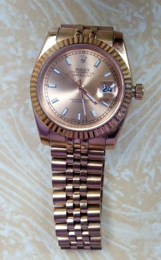 Rare 18k Rose Gold Rolex Oyster Perpetual Date Just