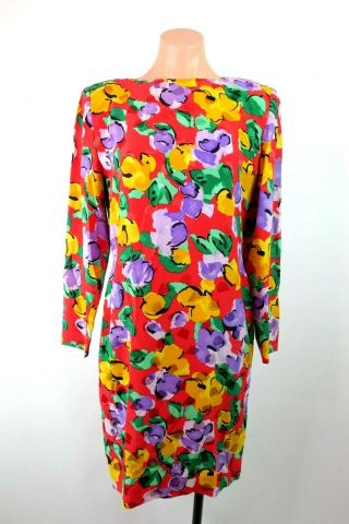 70s Vintage Adele Simpson Dress I.  Magnin Floral Silk Disco Summer Party M/l