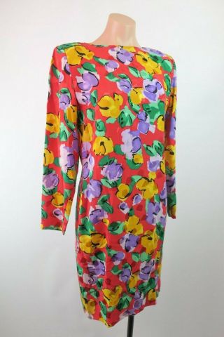 70s Vintage Adele Simpson Dress I.  Magnin Floral Silk Disco Summer Party M/L 2
