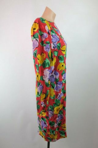70s Vintage Adele Simpson Dress I.  Magnin Floral Silk Disco Summer Party M/L 4