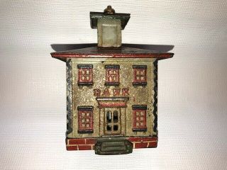Vintage Cast Iron Bank,  House With Chimney