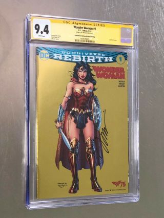 Wonder Woman 1 Nycc Gold Foil Error Rare Cgc Ss 9.  4 Signed By Jim Lee