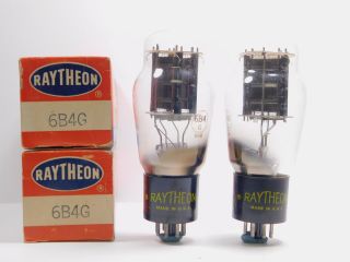Raytheon 6b4g Matched Vintage Tube Pair Black Plates D Getter Nos (test 105)