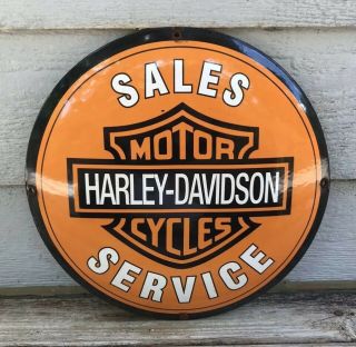 Vintage Harley Davidson Motorcycle Porcelain Gas Service Station Pump Sign Dome