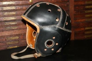 1940s Near Black Wilson Leather Football Helmet Model D238 Size 7 1/4