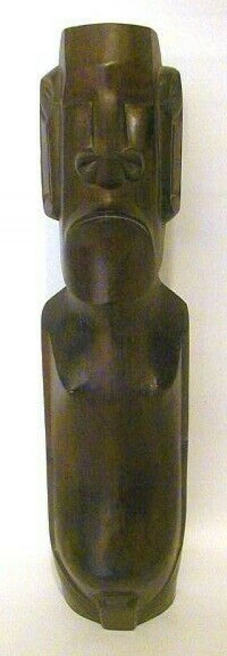 Vintage Moai Statue Carved Wood Easter Island 1960s Sculpture Pacific Islands 15