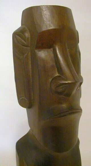 Vintage Moai Statue Carved Wood Easter Island 1960s Sculpture Pacific Islands 15 2