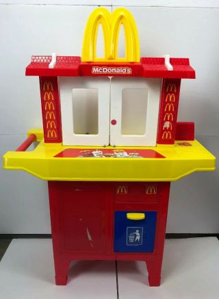 McDonald ' s Vintage Drive Thru Kids Toy Kitchen Playset Comes With Food 3