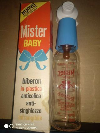 Vintage plastic baby bottle biberon mister baby made in Italy 3