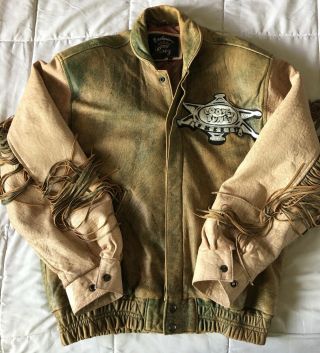 Vintage 90’s Looney Tunes Leather Jacket Cowboy Sheriff “Wanted” The Wild Bunch 2
