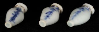 Trio (3) Antique Chinese Blue & White Porcelain Bird Feeders 2