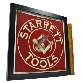 Vintage " Starrett Tools " Cloth Swath 11 " X11 " Black Frame Logo On Fabric Unusual