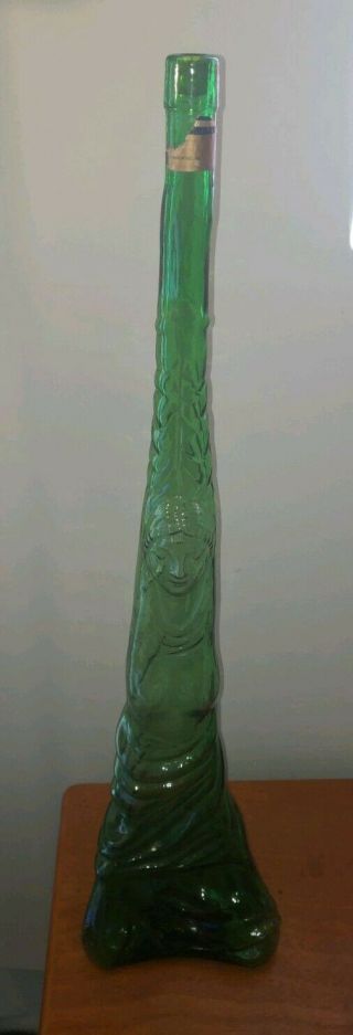 Vintage Green Glass Cevin Victory Chianti Lady Shaped Wine Bottle Italy 32” Tall
