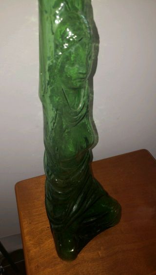 Vintage Green Glass Cevin Victory Chianti Lady Shaped Wine Bottle Italy 32” Tall 2