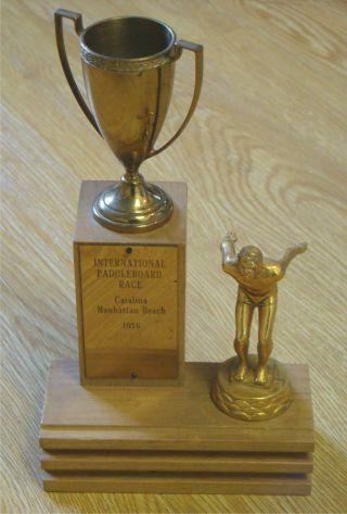 1956 Paddleboard Race Trophy Catalina Manhattan Beach Bob Hogan Surfing