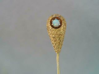 Antique Etruscan Solid 14k Gold Colorful Opal Stick Pin Ornate Look