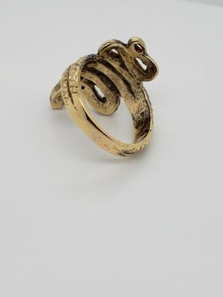 14k Yellow Gold Snake Ring Diamonds Rubies 3