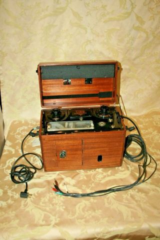 Vintage Sanborn Viso Cardiette Mahogany Case Ekg Machine W/ Case & Cords
