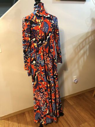 70s Bill Tice Royal Robes Psychedelic Print Zip - Up Robe Sz.  M