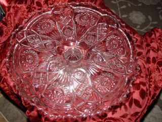 Vintage Imperial Clear Cake Stand Pedestal Plate 13 " D.  W/stars & Ruffle Edges