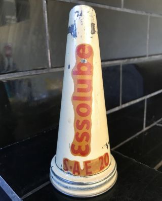 Esso Essolube Sae 20 Motor Oil Vintage Tin Bottle Top