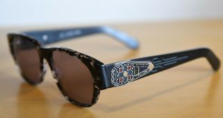 Vtg Kansai Yamamoto Ky905p Tribal Rhinestone Detail Sunglasses
